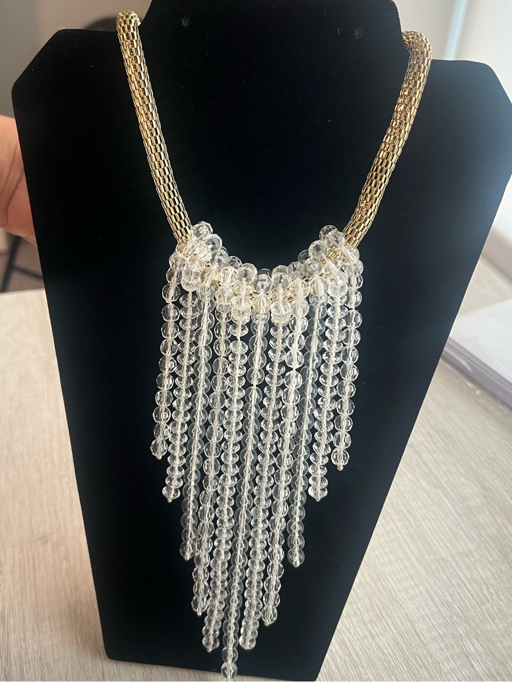 Stunning Statement Necklace with Cascading Crystals